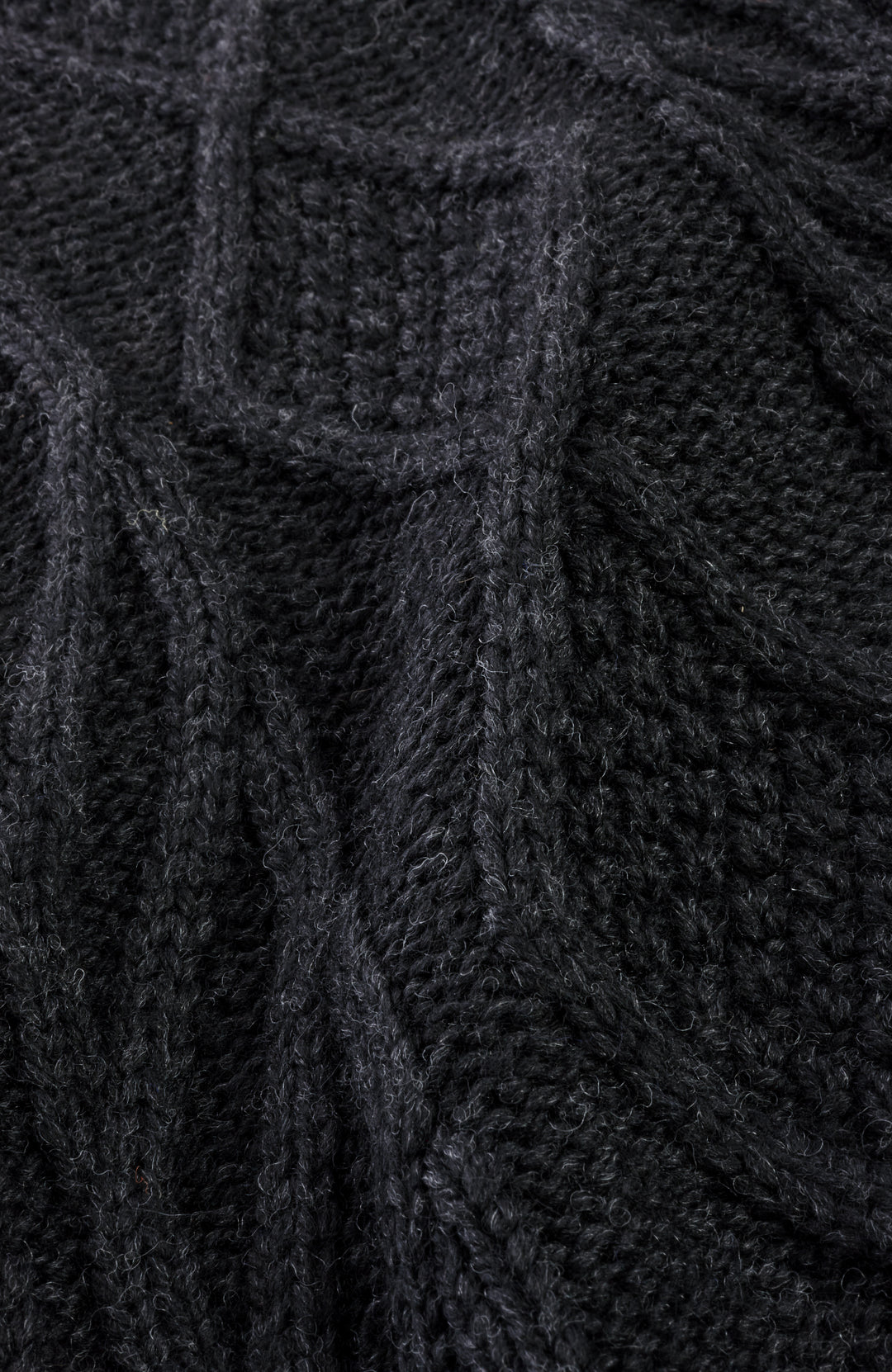 Black Mens Merino Wool Cable Made In England Jumper By Paul James