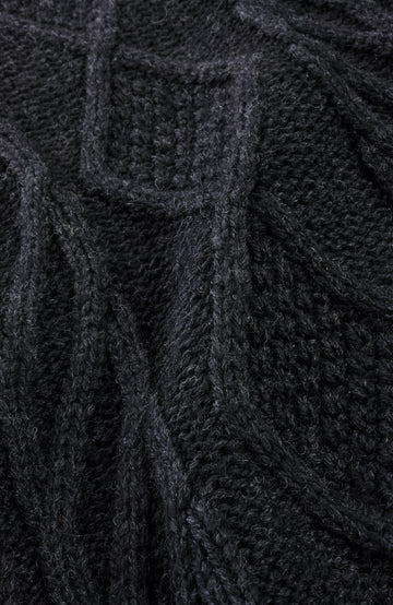 Black Mens Merino Wool Cable Made In England Jumper By Paul James