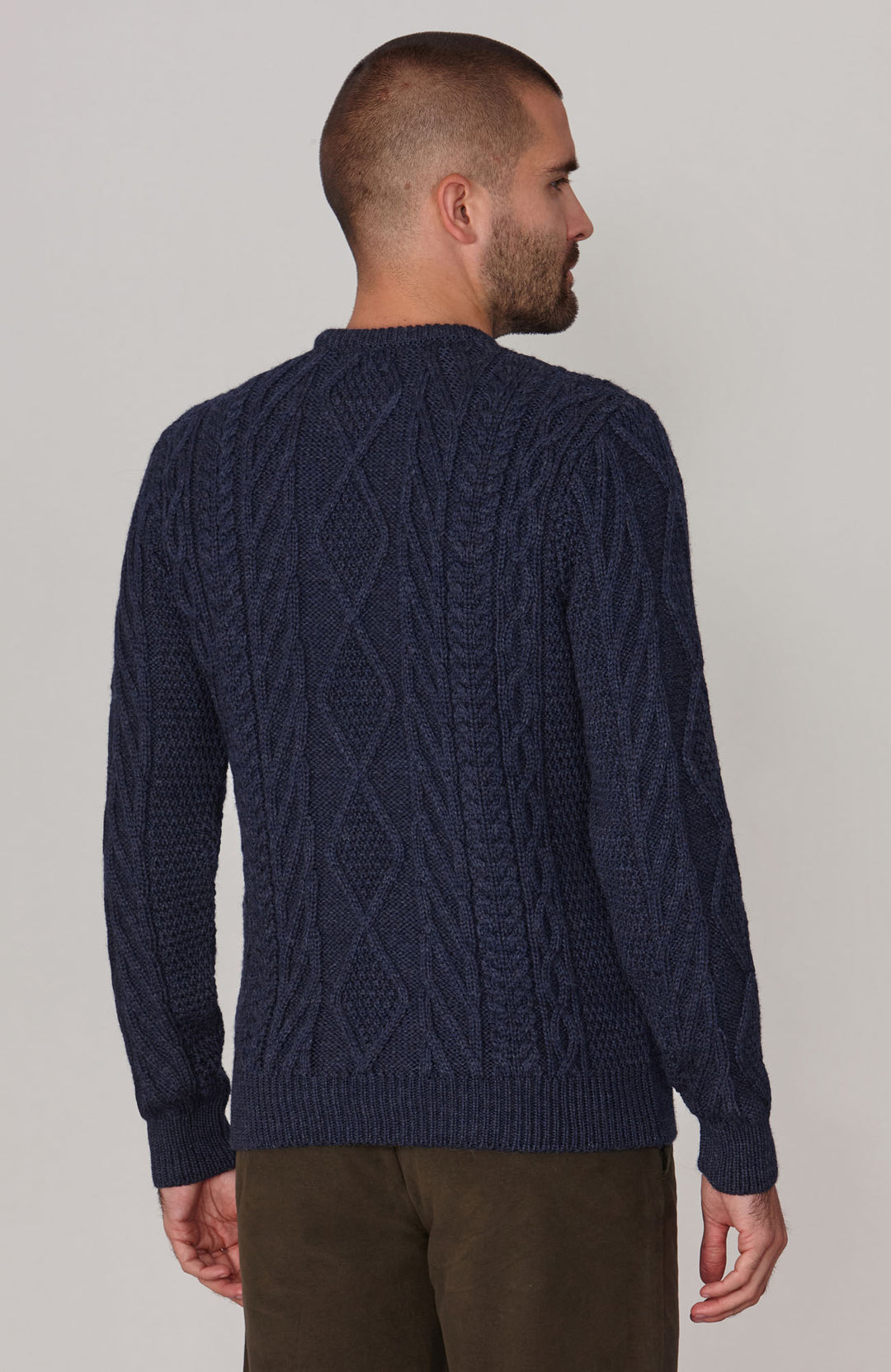 navy mens cable chunky woo jumper by Paul James