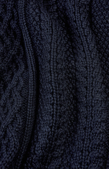 Navy Womens Merino Wool Roll Neck Made In England Jumper By Paul James