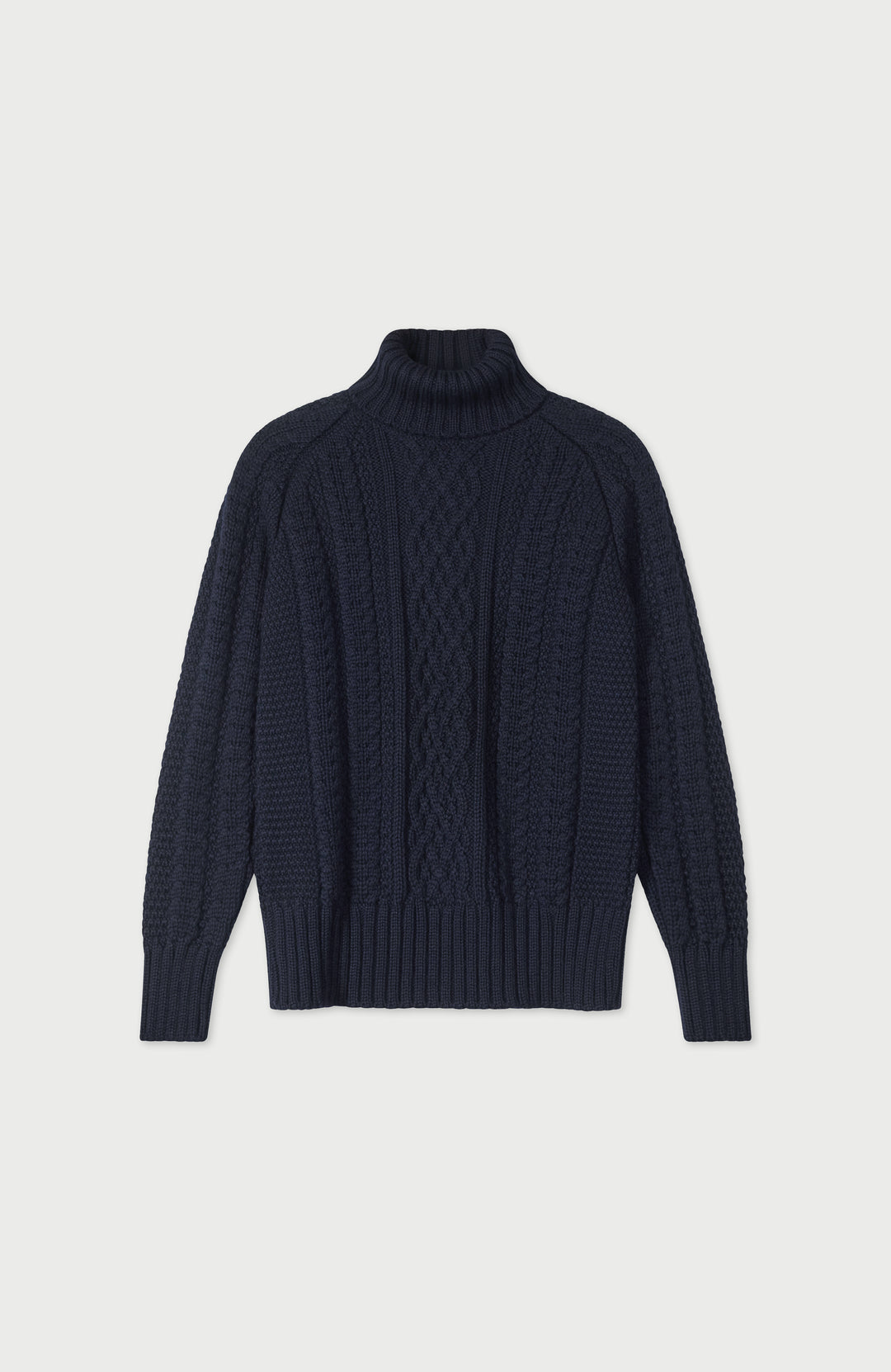 Navy Womens Merino Wool Roll Neck Made In England Jumper By Paul James