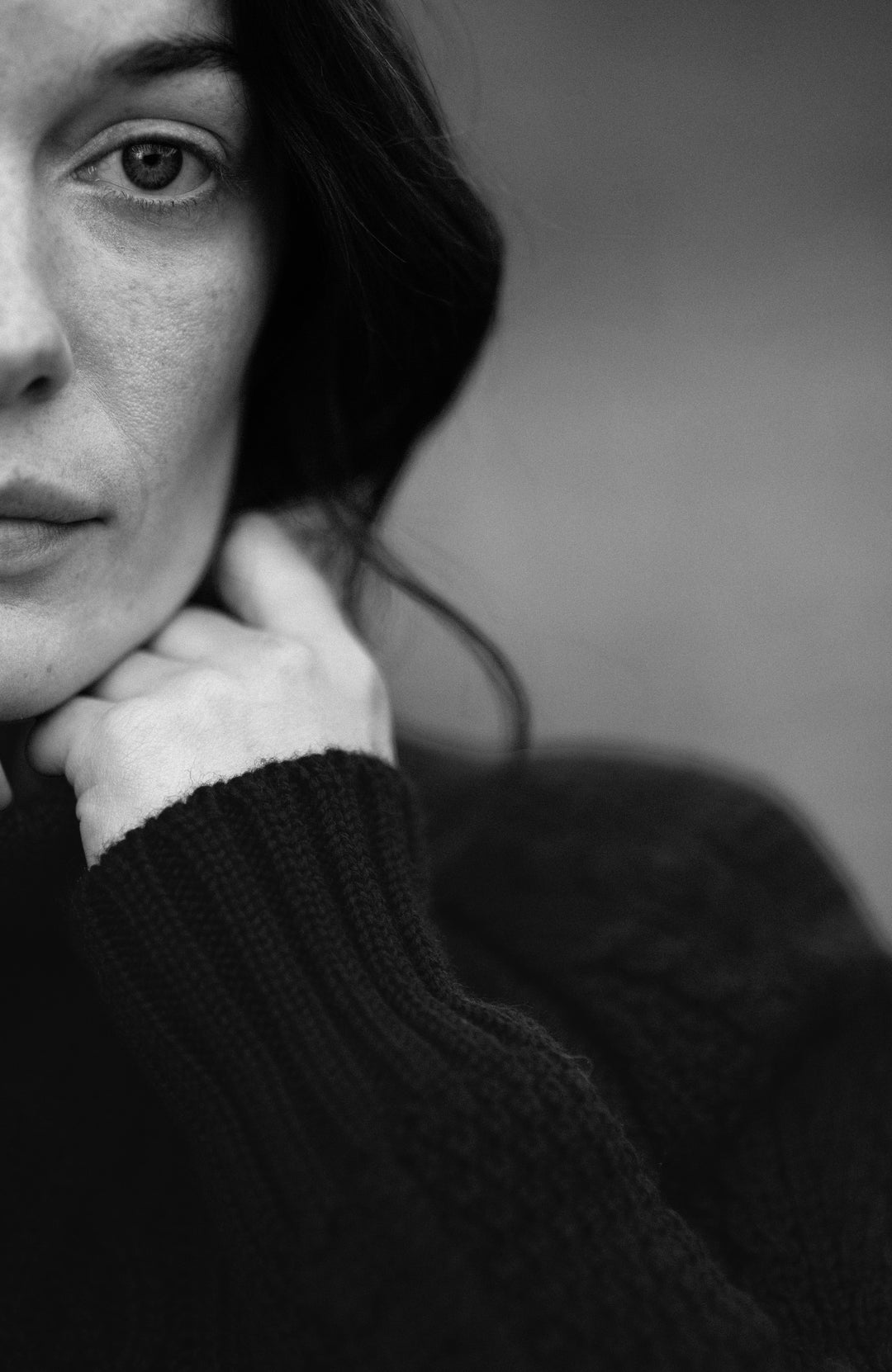 Women's navy merino wool in chunky made in england sweater by Paul James Knitwear.