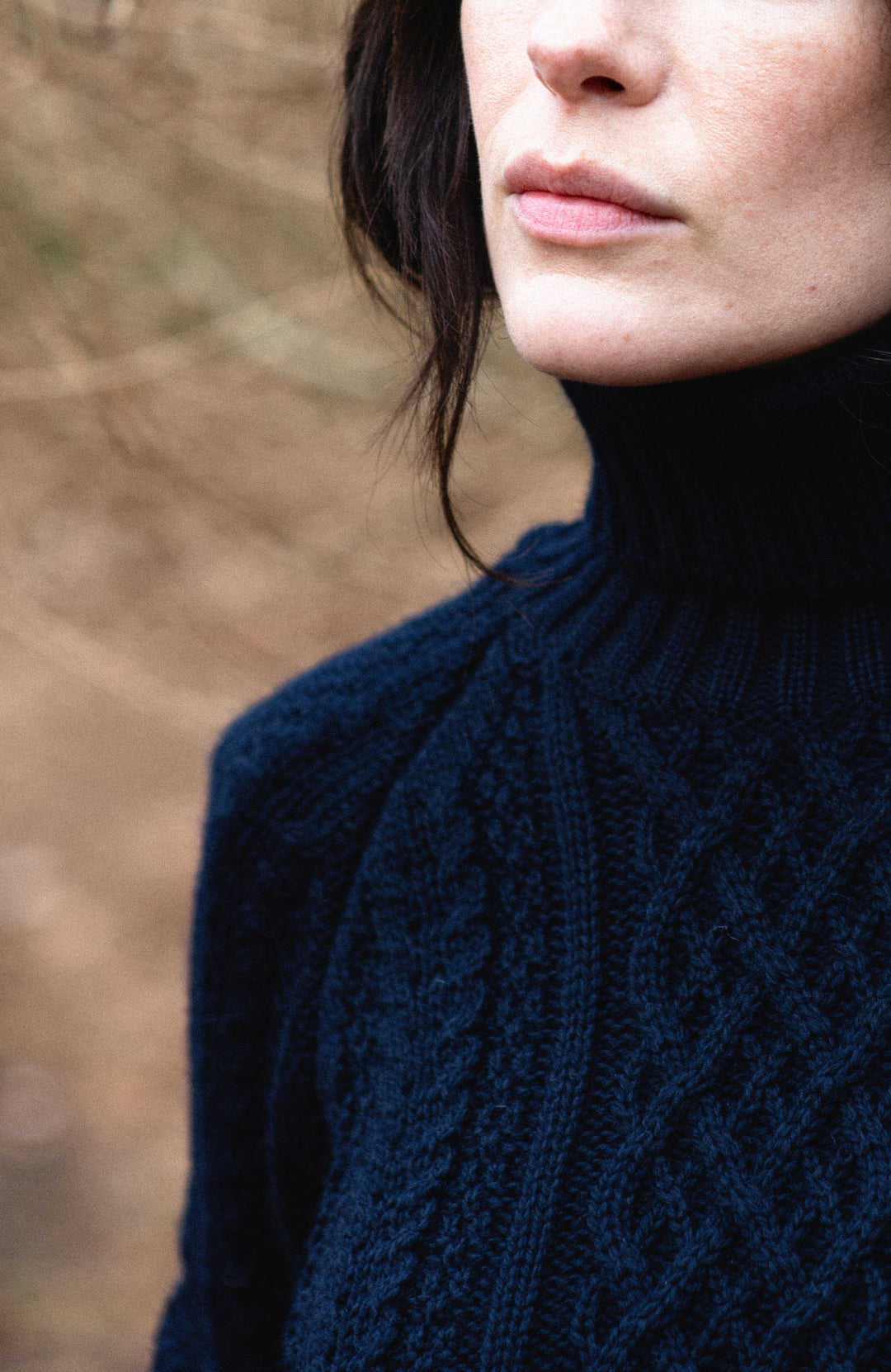 Women's navy merino wool in chunky made in england sweater by Paul James Knitwear.