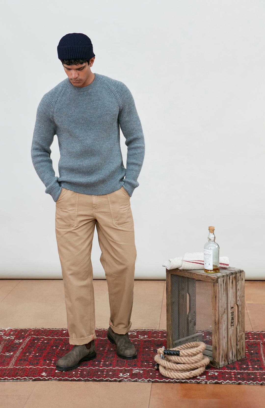 Blue Mens Sheepsoft British Wool Jumper By Paul James Knitwear