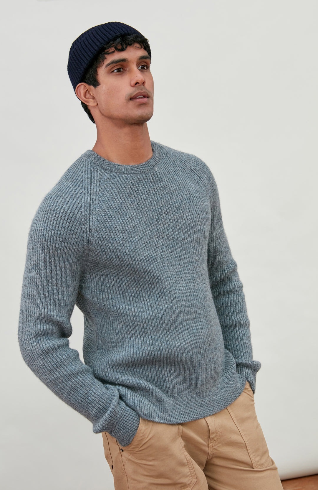 Blue Mens Sheepsoft British Wool Jumper By Paul James Knitwear