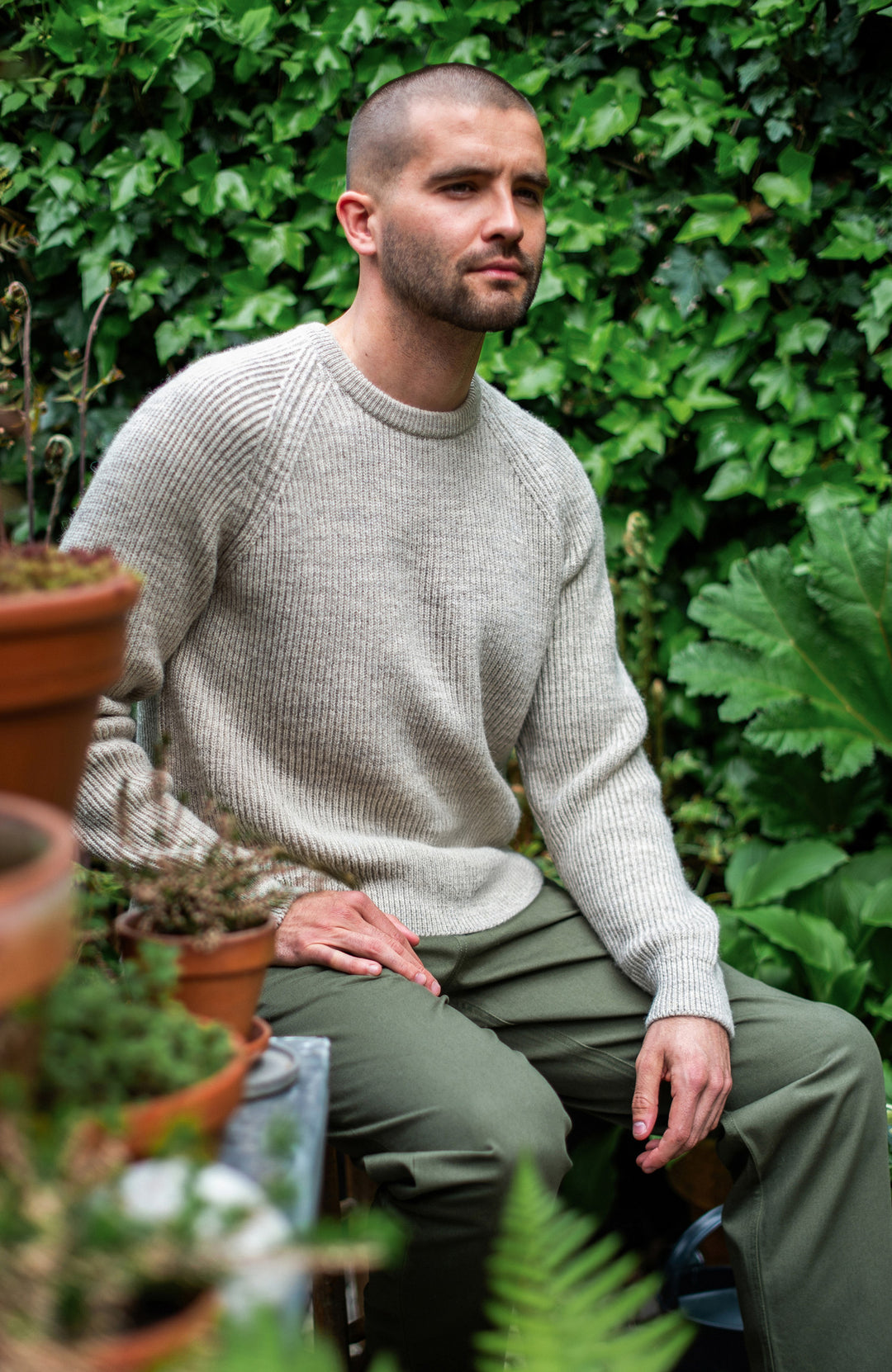 British Wool Sheepsoft ripped jumper by Paul James