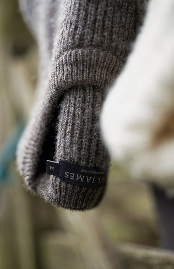 Taupe Chunky Rib Wool Jumper made in England by Paul James Knitwear