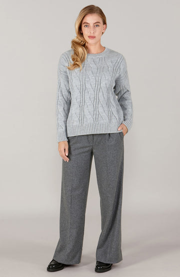 grey womens wool cable jumper