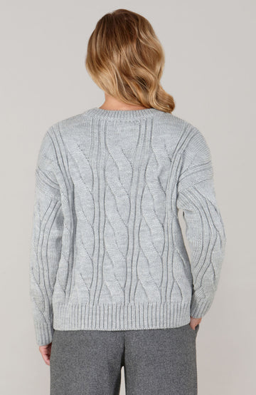 grey womens wool cable jumper