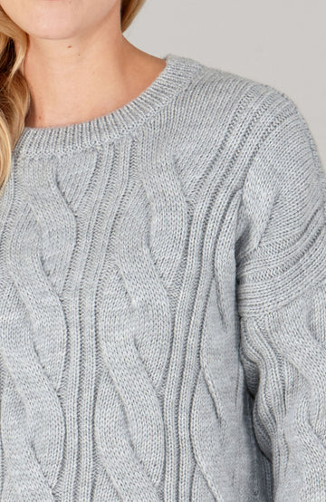 grey womens wool cable jumper