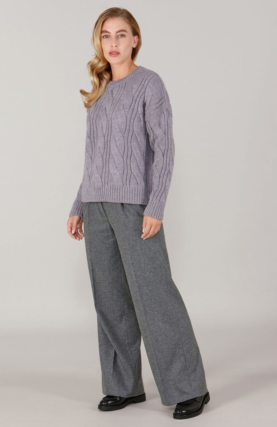 lilac women wool cable jumper