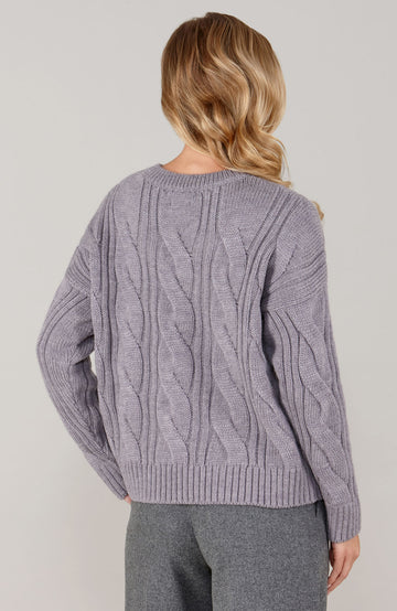 lilac women wool cable jumper