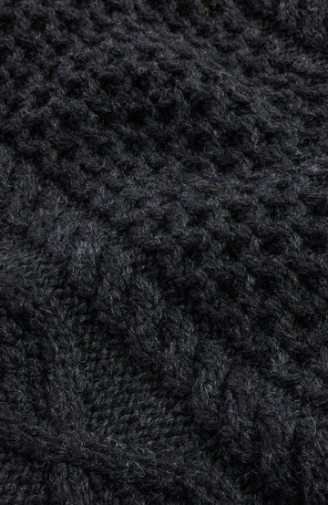 Black Mens Merino Wool Fishermans Made In England Jumper By Paul James