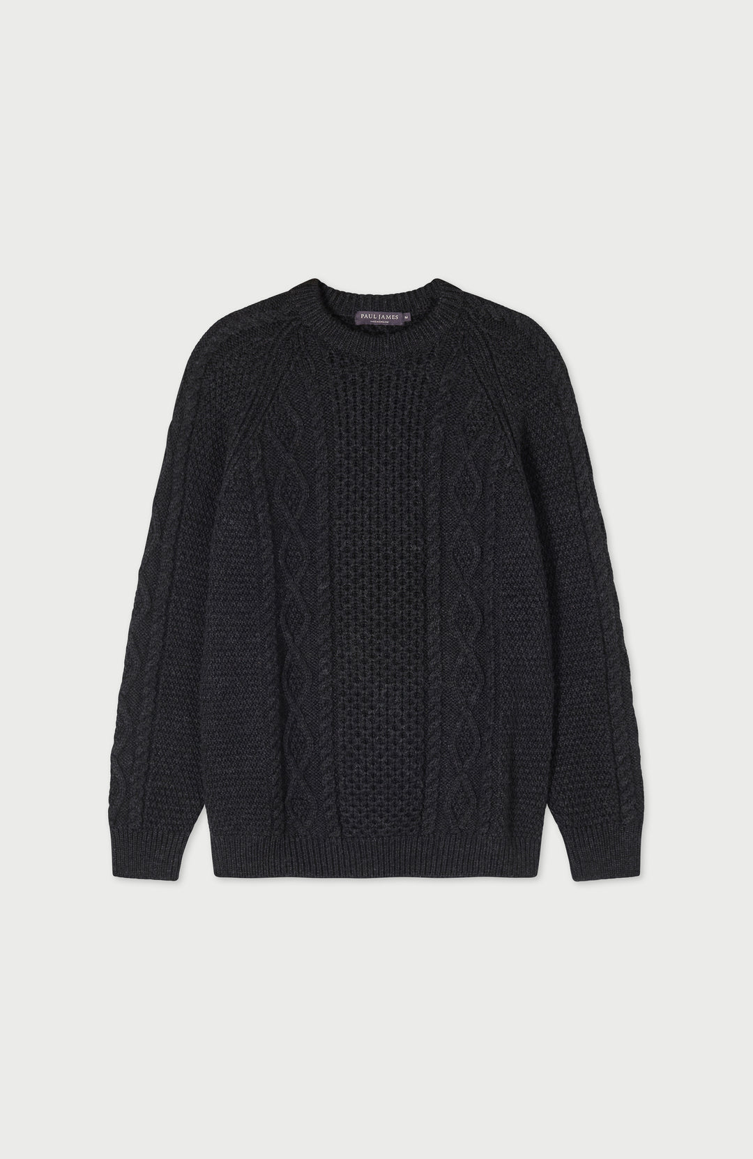 Black Mens Merino Wool Fishermans Made In England Jumper By Paul James