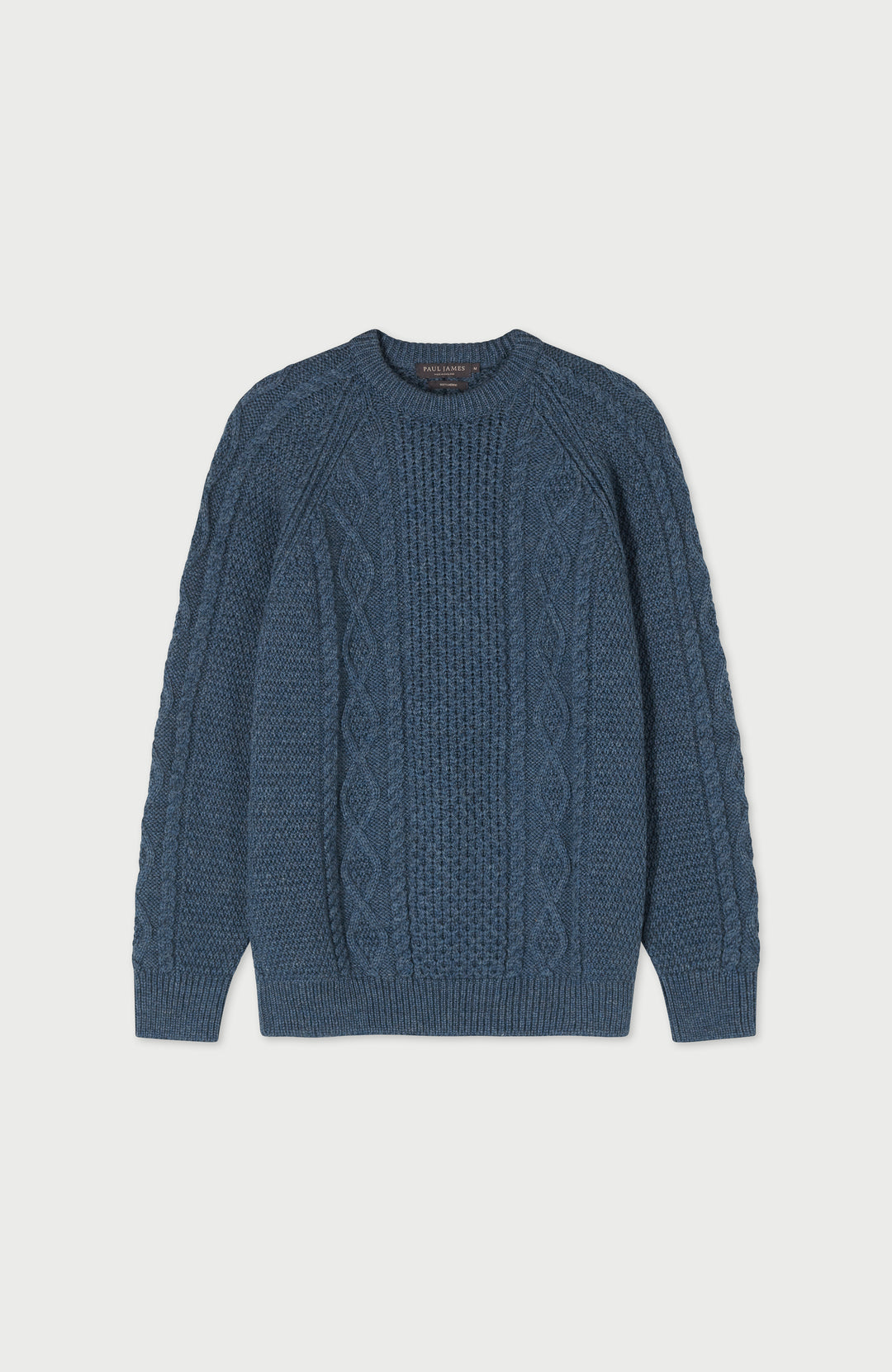 Denim Blue Mens Merino Wool Fishermans Made In England Jumper By Paul James 