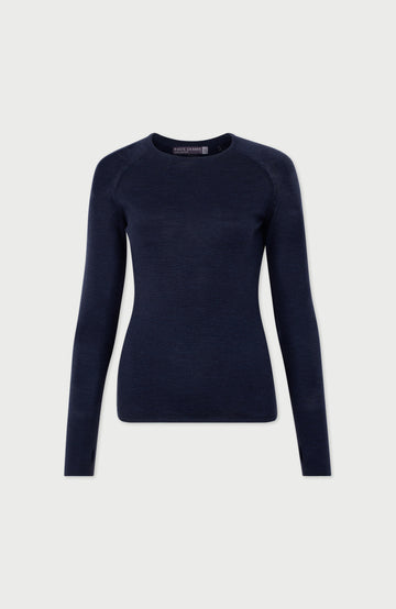 Navy womens merino activewear training top