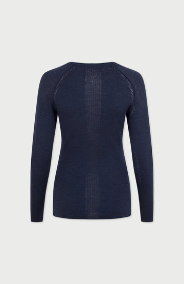 Navy womens merino activewear training top