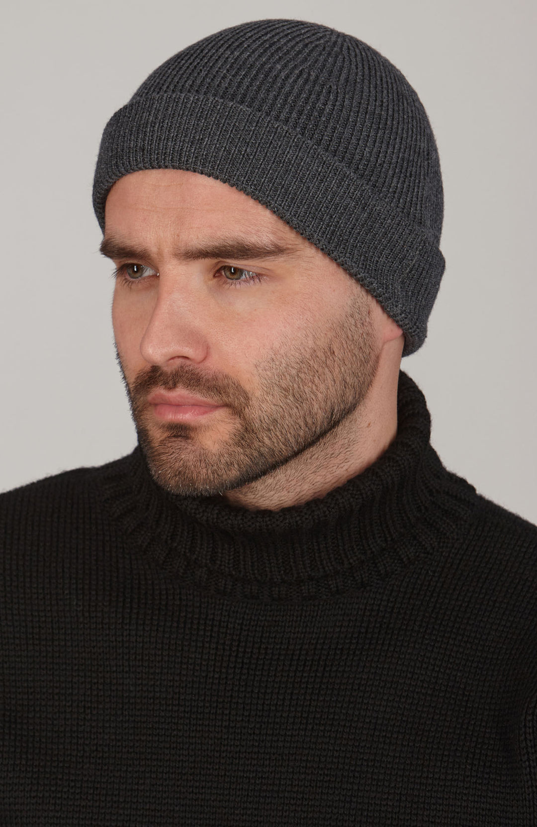 mens charcoal wool beanie by Paul James