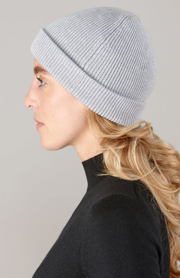 grey wool beanie hat by Paul James