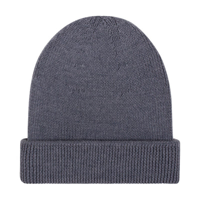 mid grey winter fine wool beanie hat