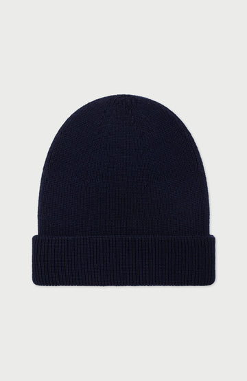 Navy Merino Wool Beanie By Paul James