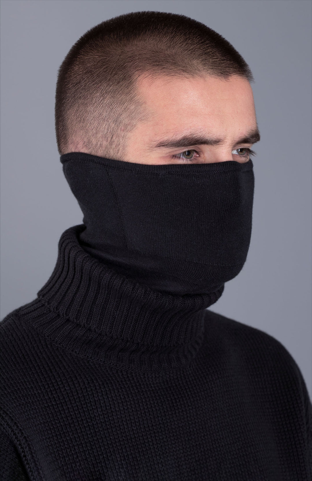 Black Merino Wool Neck Snood by Paul James