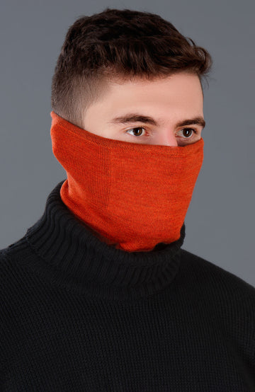 orange merino wool neck snood by Paul James