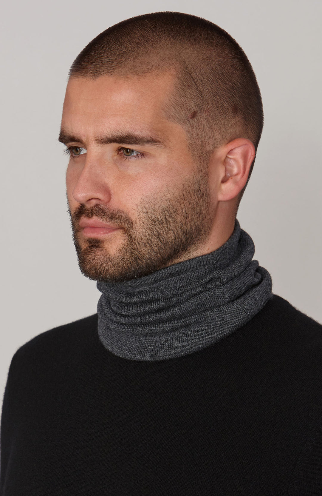 charcoal merino wool neck. snood by Paul James 