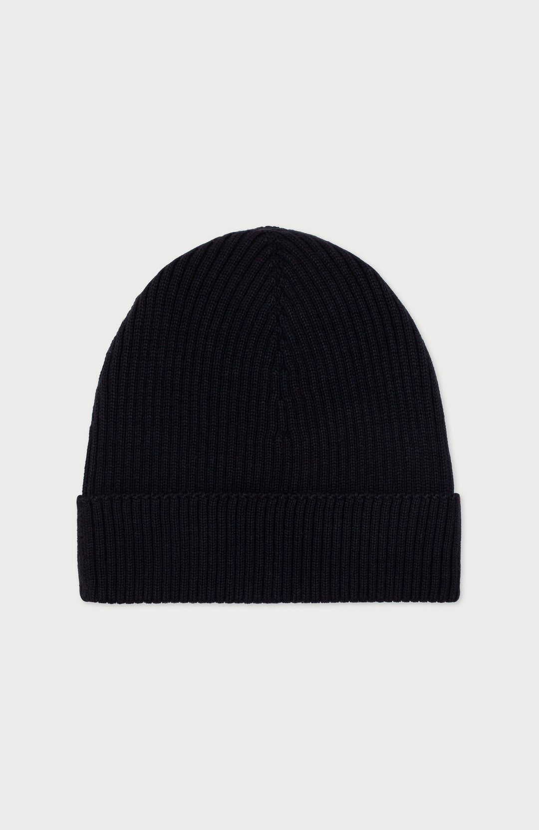Black Ribbed Extra Fine Merino Wool Beanie By Paul James