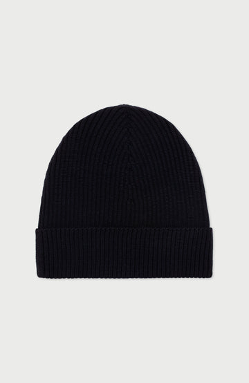 Black Ribbed Extra Fine Merino Wool Beanie By Paul James