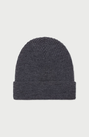 Charcoal Ribbed Extra Fine Merino Wool Beanie By Paul James