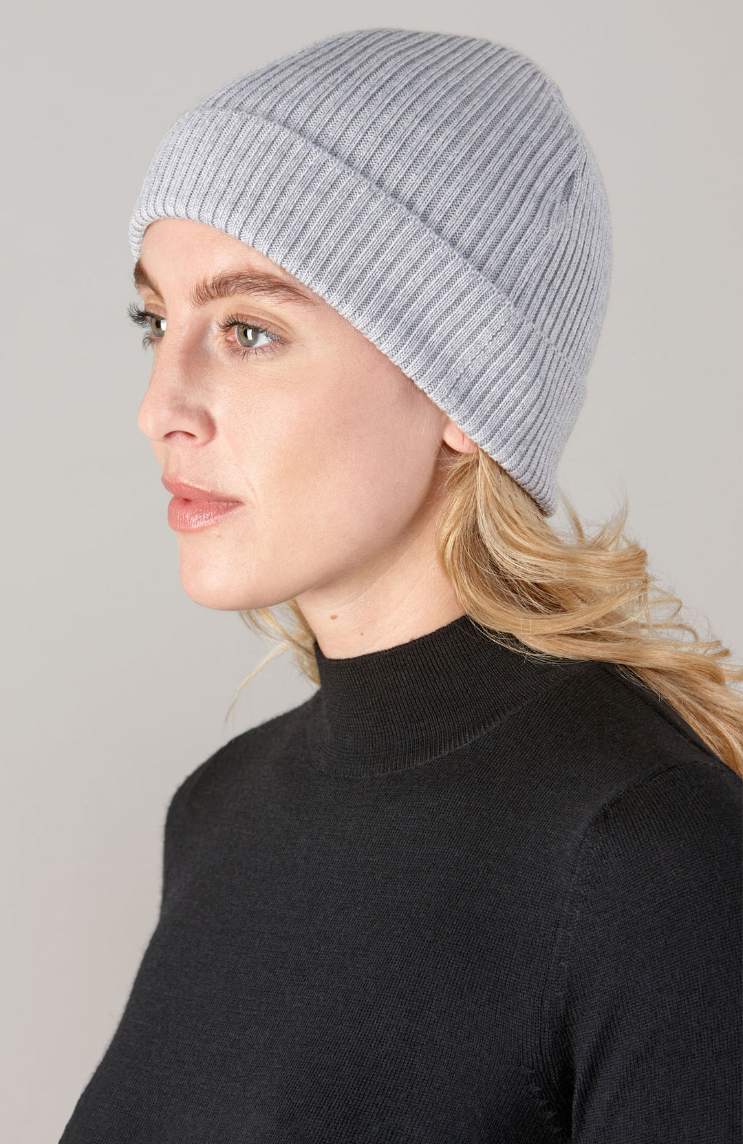 grey fine merino wool beanie