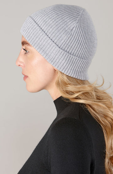 grey fine merino wool beanie