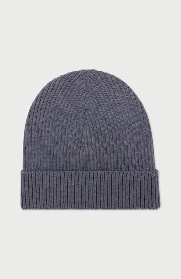 Midgrey Ribbed Extra Fine Merino Wool Beanie By Paul James
