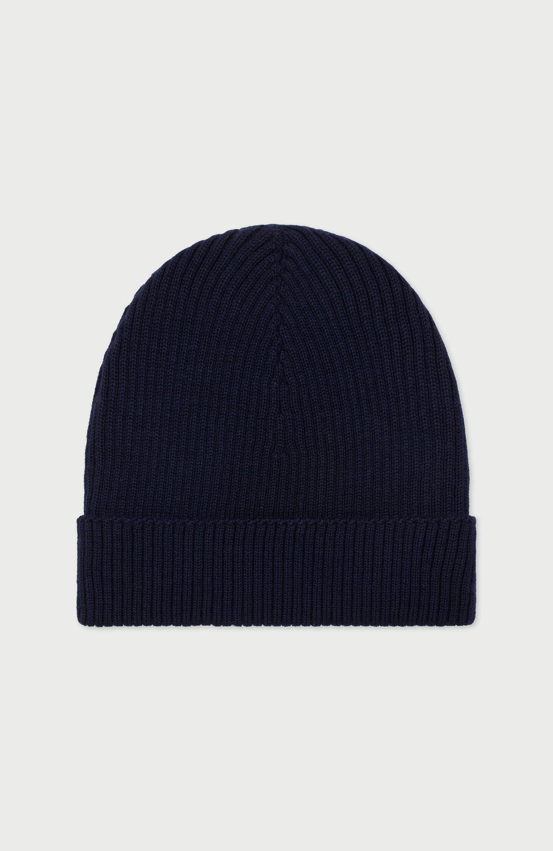 Navy Ribbed Extra Fine Merino Wool Beanie By Paul James