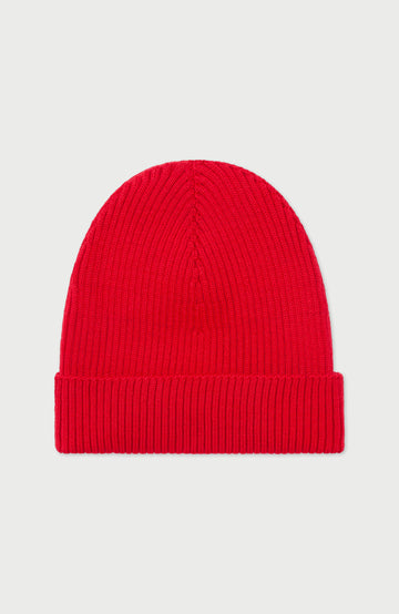Red Ribbed Extra Fine Merino Wool Beanie By Paul James