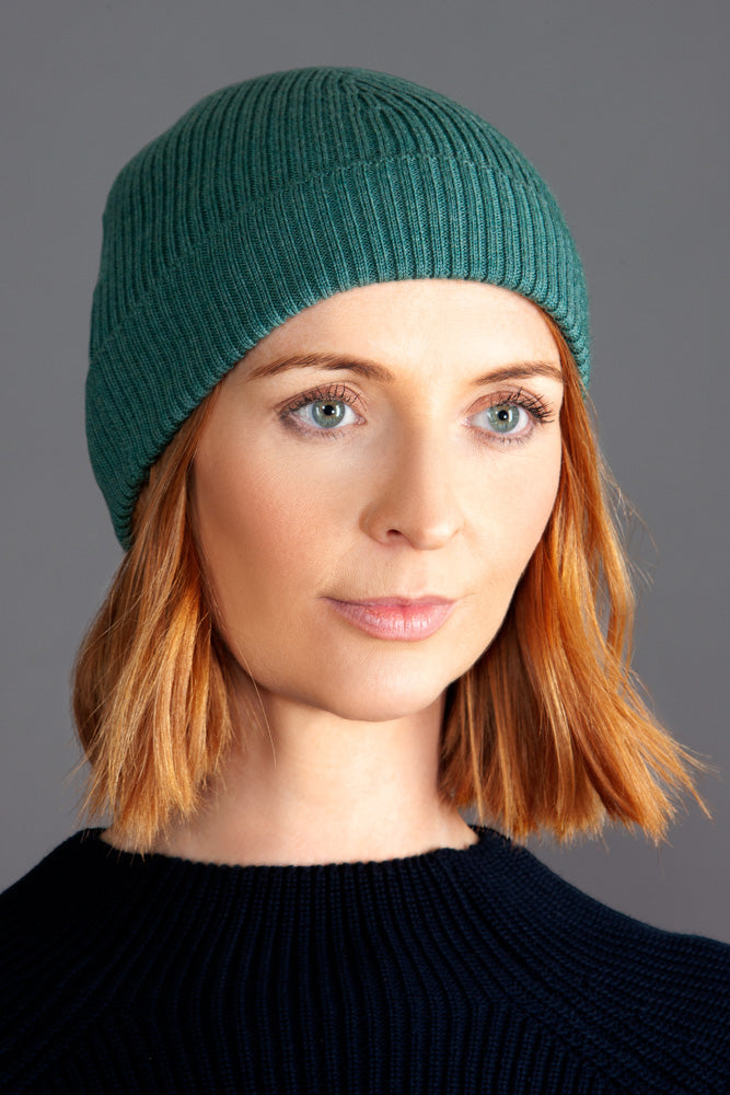 sage green winter merino wool beanie hat