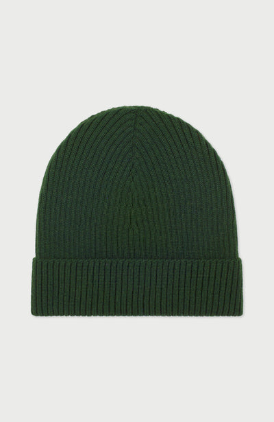 Green Ribbed Extra Fine Merino Wool Beanie By Paul James 