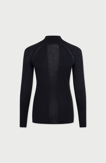 Black Womens Merino Activewear High Neck Top