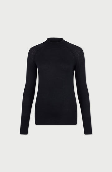 Black Womens Merino Activewear High Neck Top