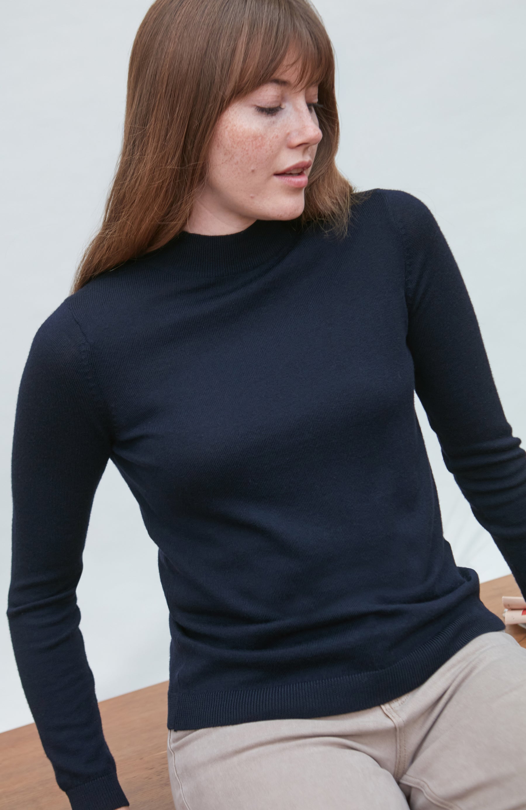 womens fine merino mock neck paul james sweater