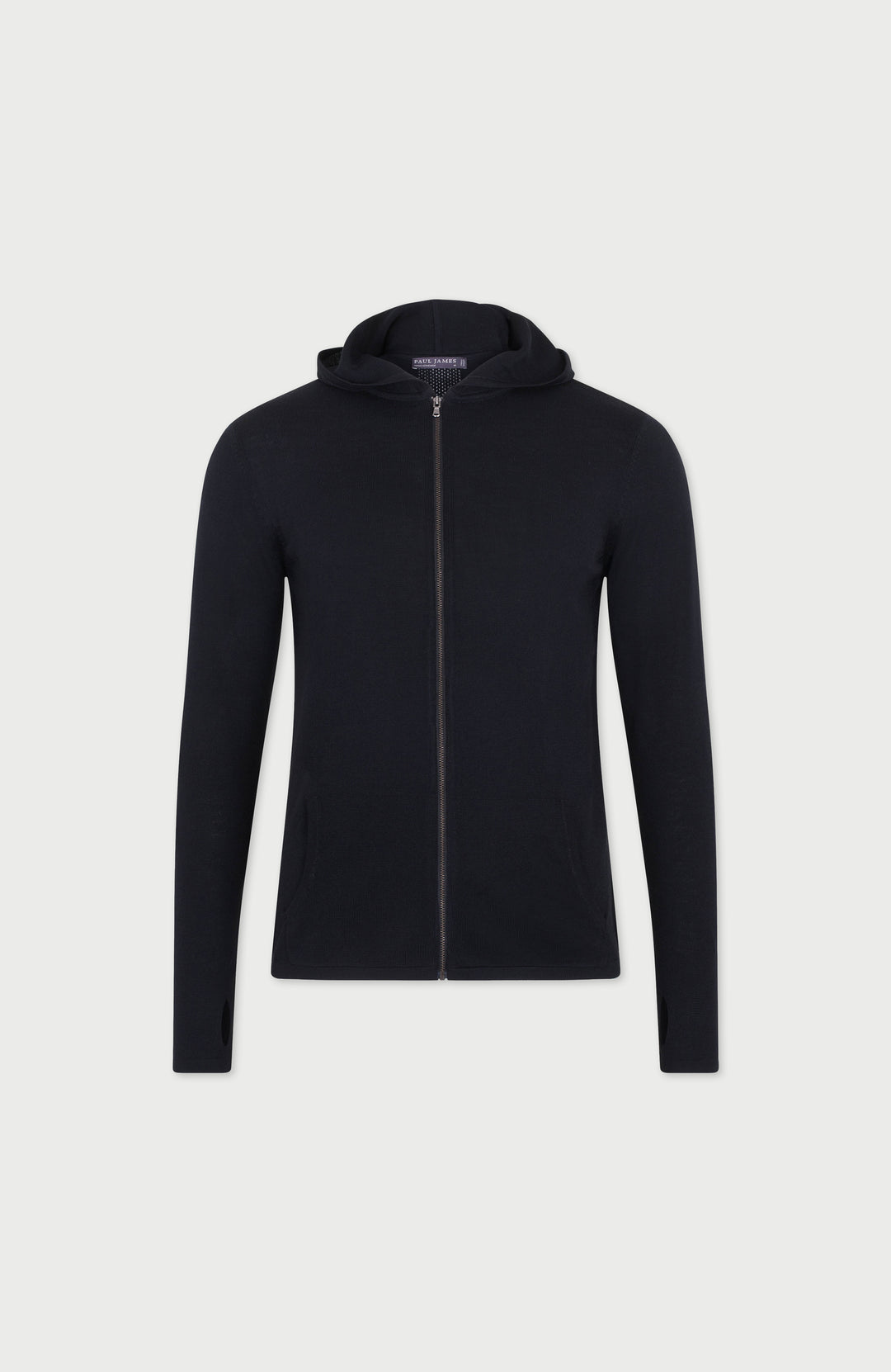 Black Mens Merino Activewear Hood Jumper By Paul James