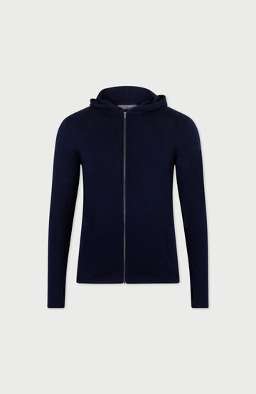 Navy Mens Merino Activewear Hood Jumper By Paul James