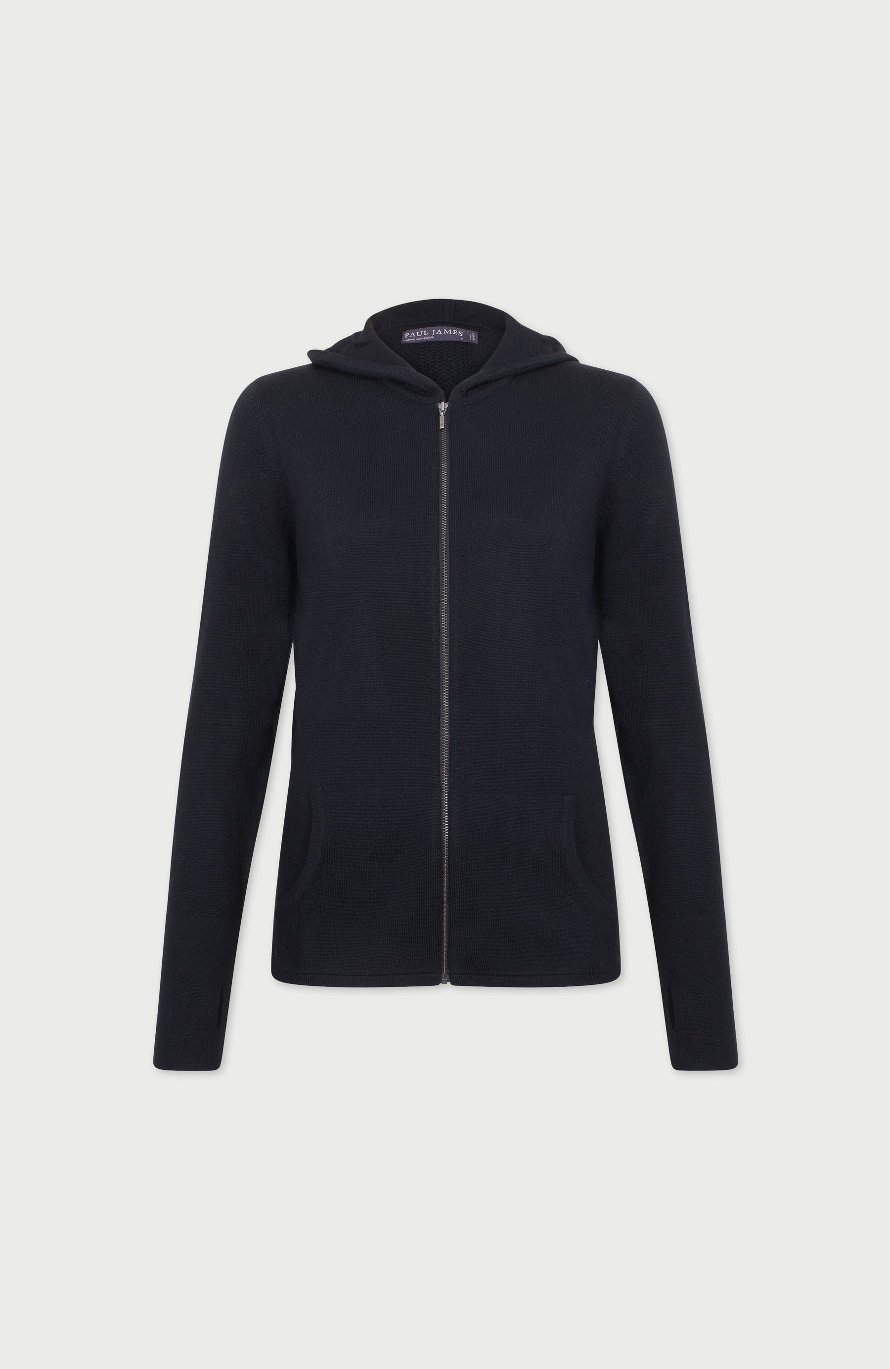 Black Womens Activewear Hooded Jumper By Paul James