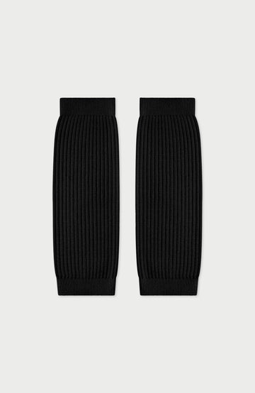 Black Womens Merino Wool Leg Warmers  By Paul James