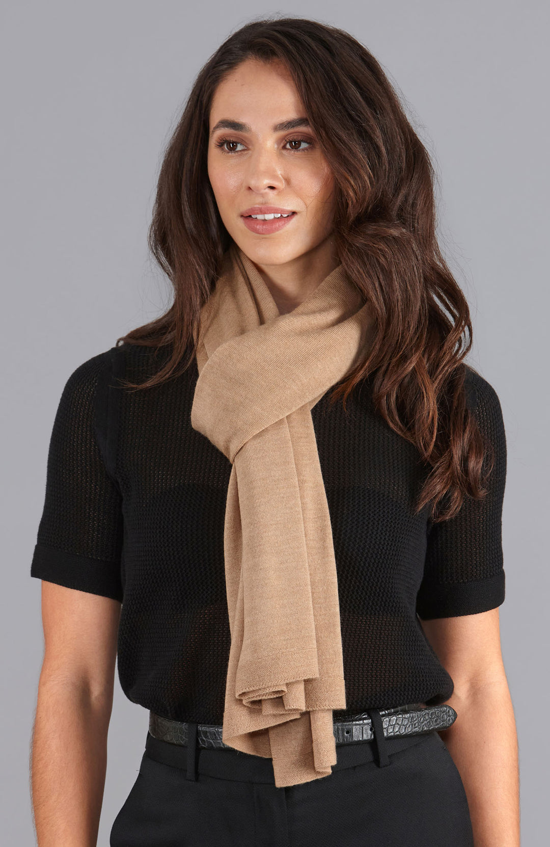 camel merino wool wrap