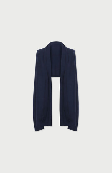Navy Merino Wool Scarf Wrap By Paul James