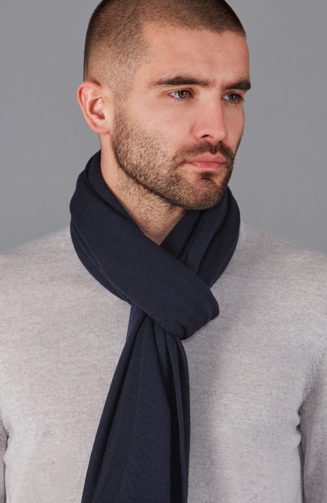 navy merino wool wrap scarf