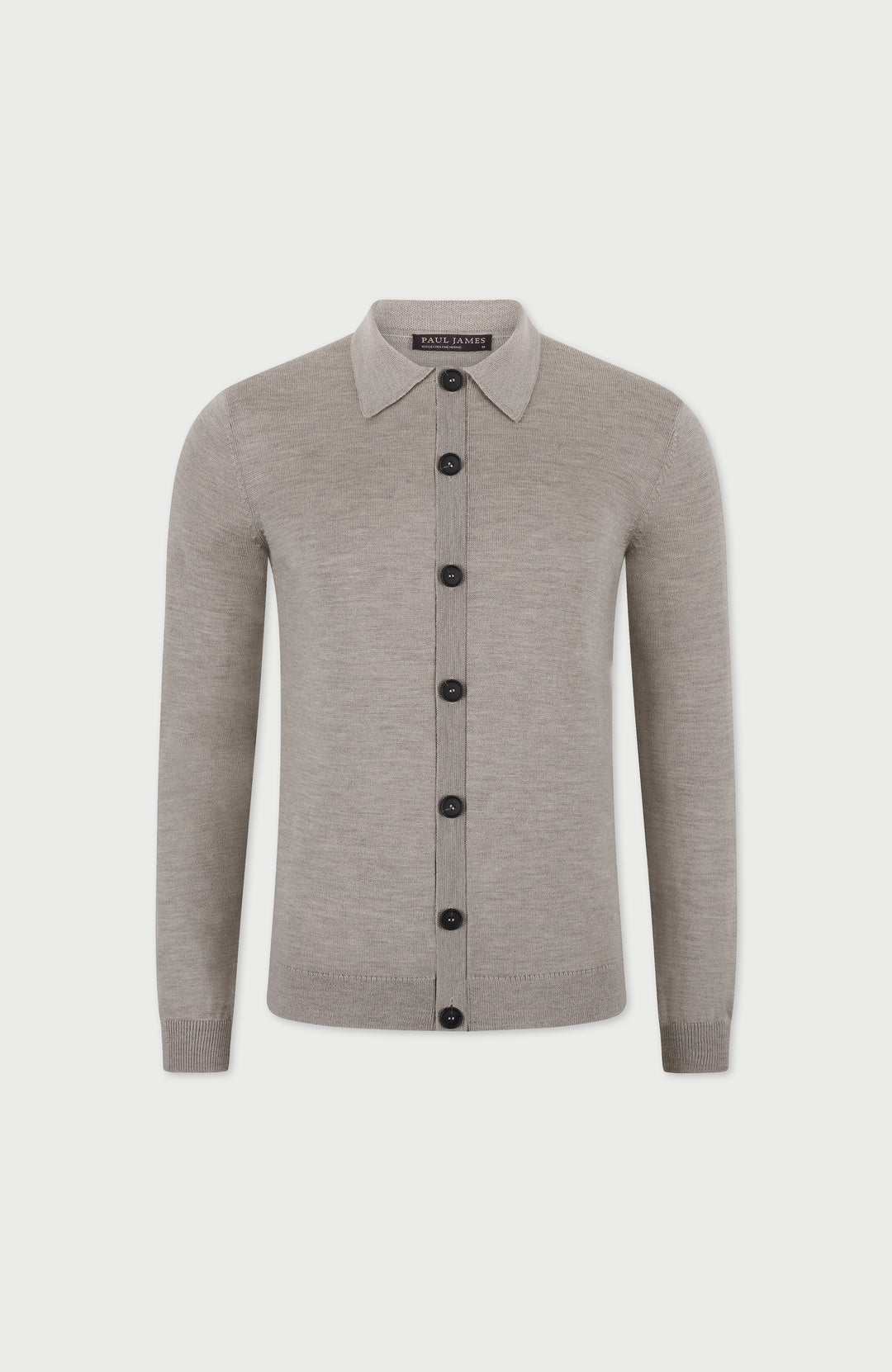 Barley Mens Extra Fine Merino Wool Polo Cardigan