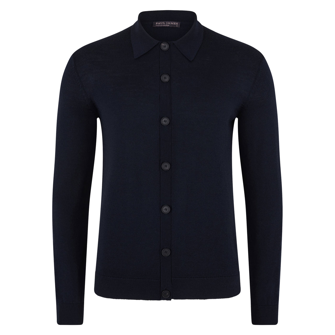navy mens polo neck cardigan merino wool